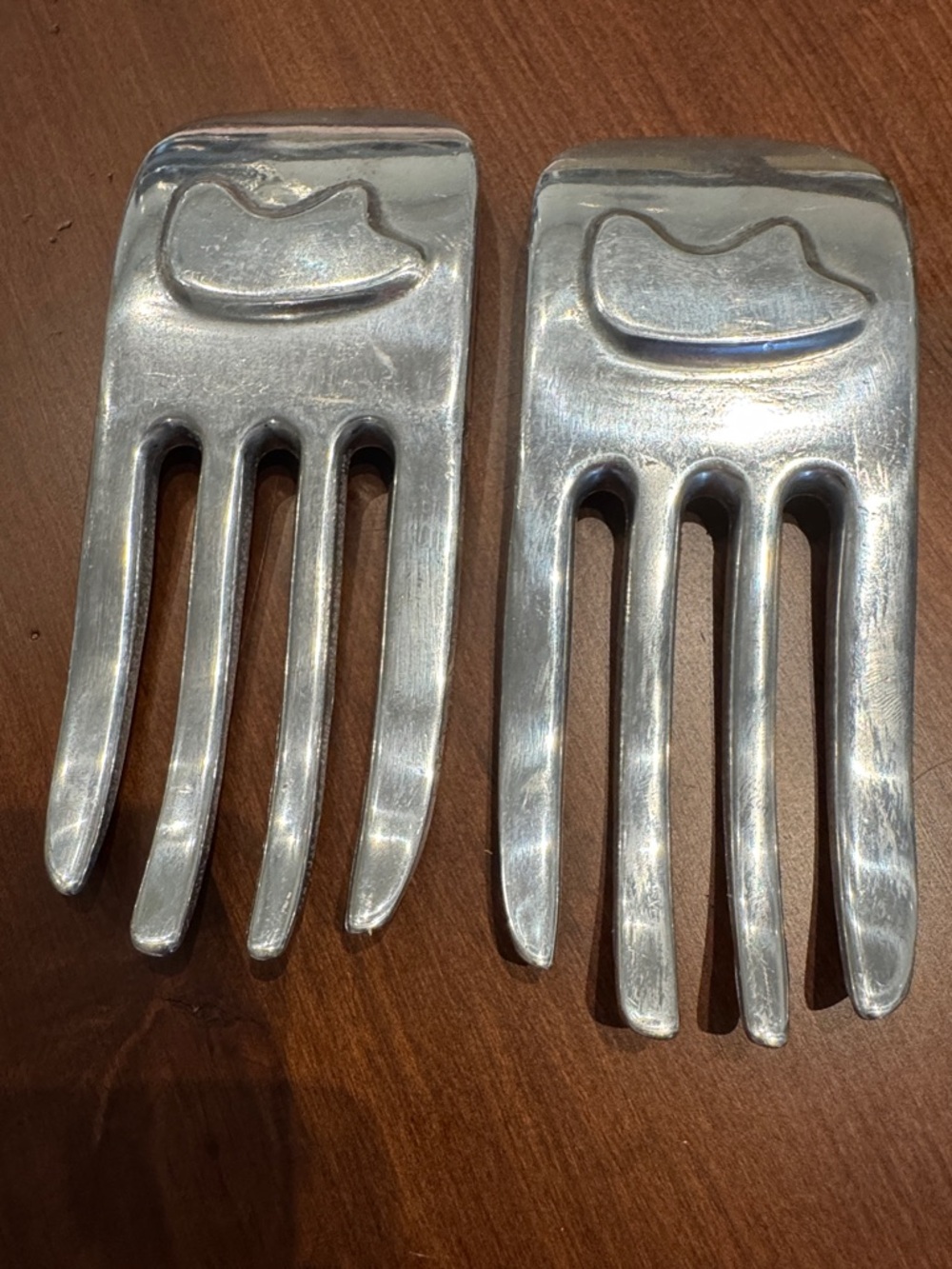 Pair of Vintage Heavy Pewter Salad Hands.